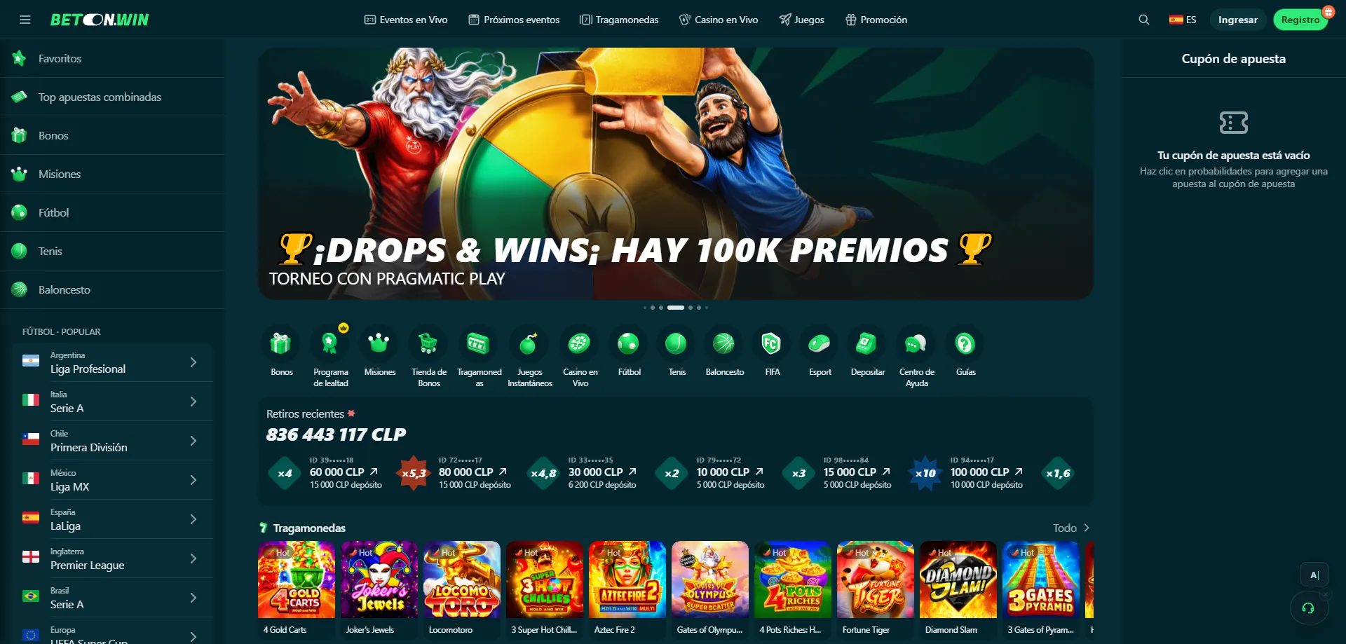 Acceso rápido a la cuenta de BetonWin Casino desde el inicio