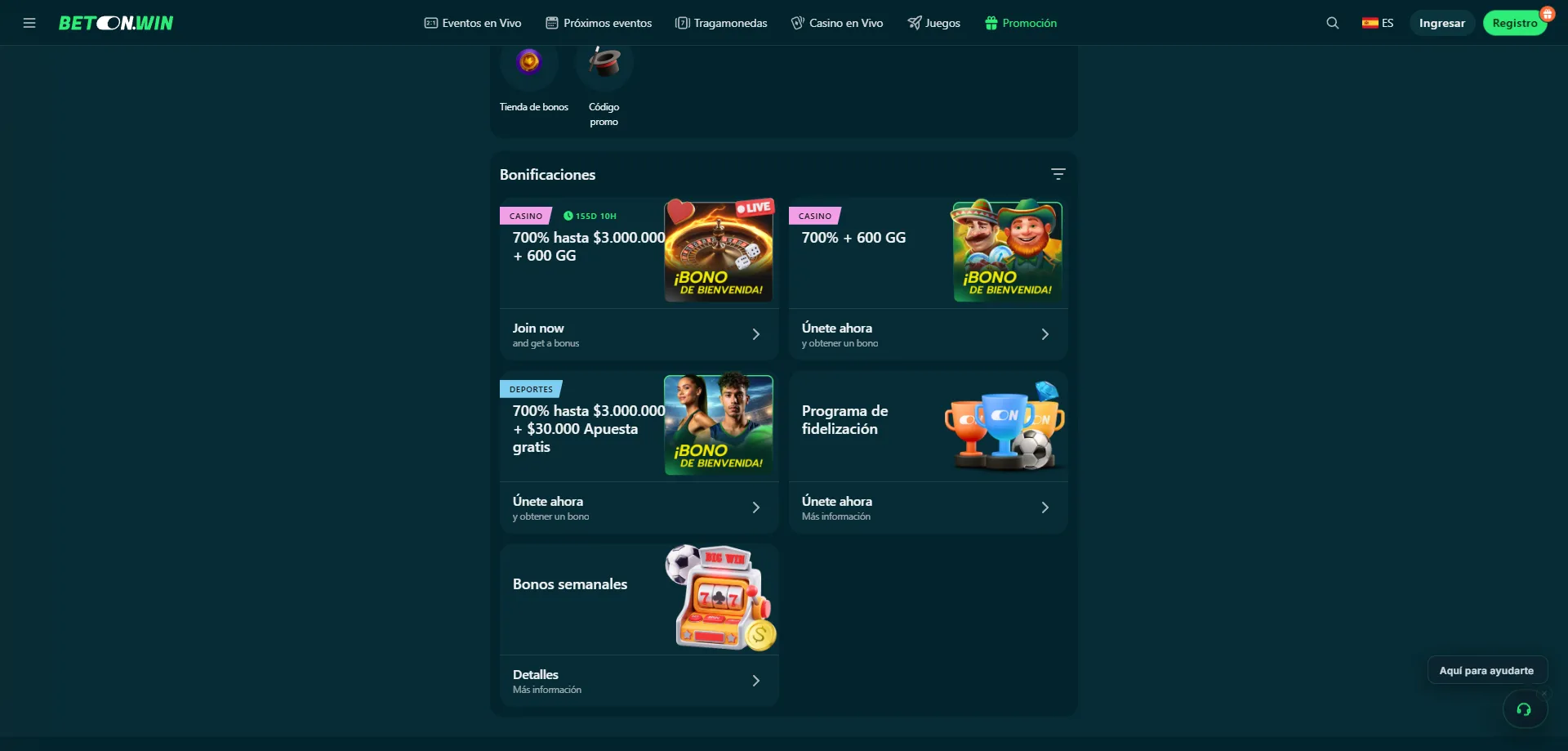 Bonos de BetonWin Casino disponibles desde el smartphone